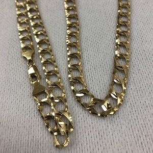 Double sided diamond cut Cuban chain 10k gold
